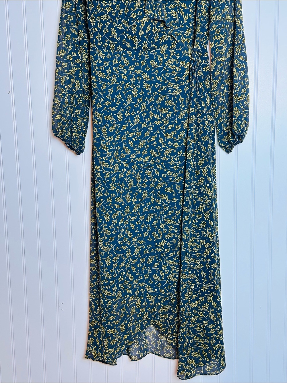 Everly Long Sleeve V-Neck Floral Wrap Midi Dress Floral Large - Picture 4 of 11